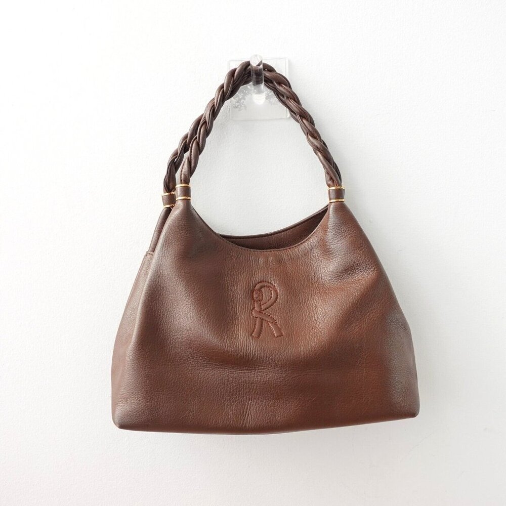 Roberta di Camerino Brown Braided-Handle Mini Bag